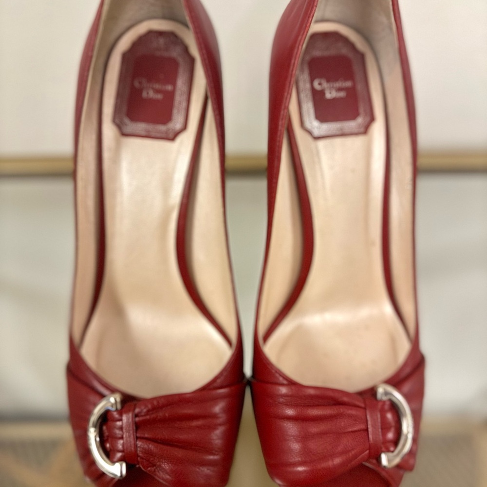Dior Red Peeptoe Stiletto Heels